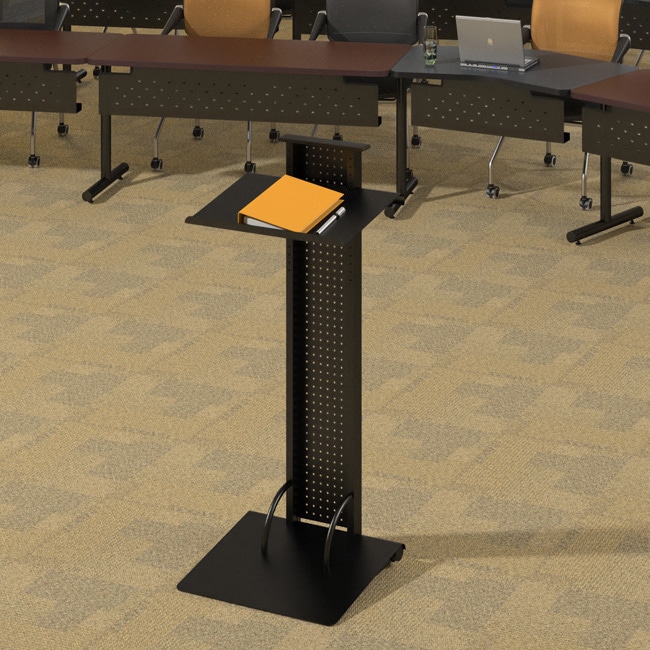 Mayline Lighted Black Steel Lectern