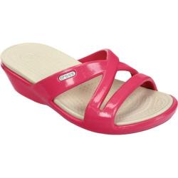 Women's Crocs Patricia II Patent Wedge Hot Pink/Stucco Crocs Wedges