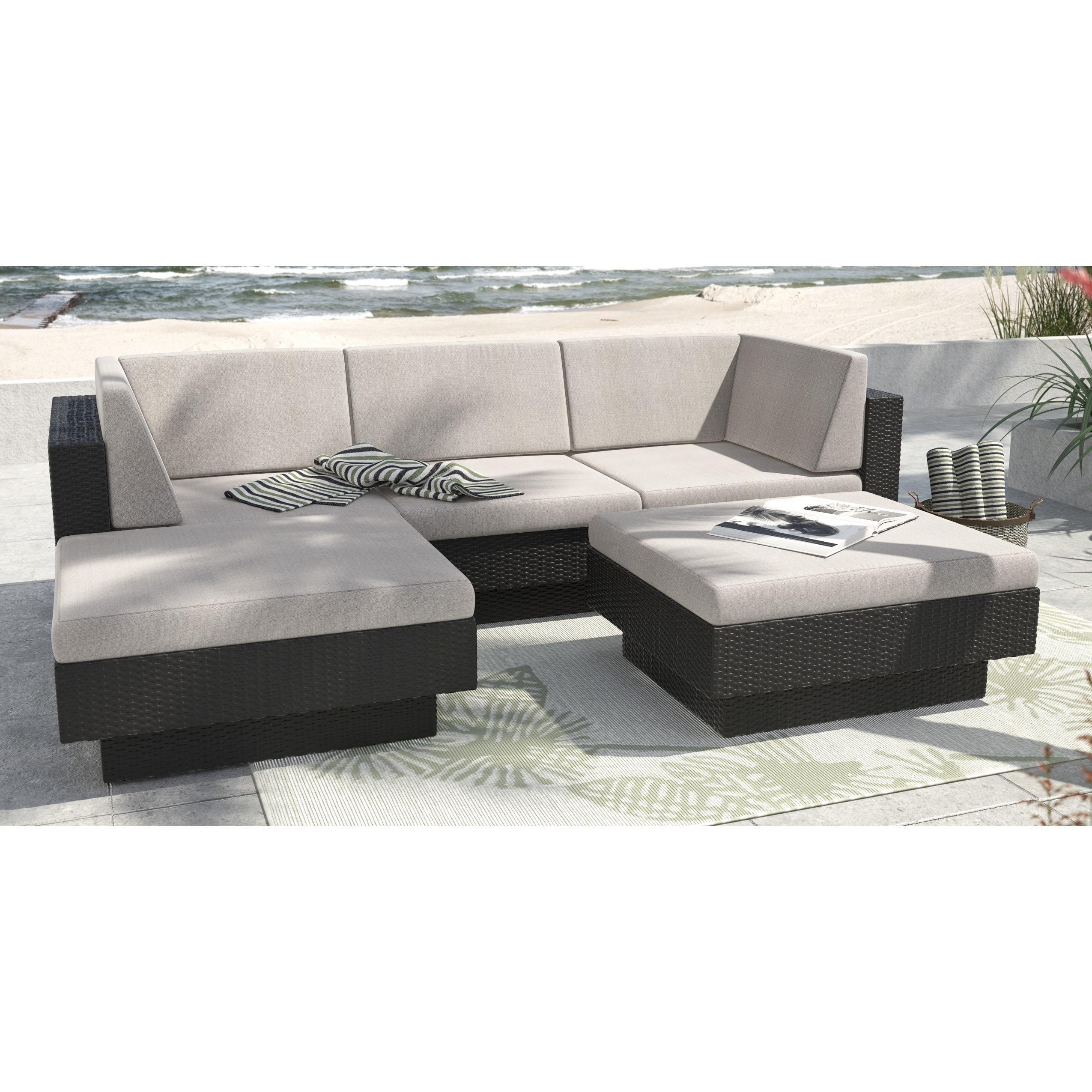 Shop Sonax 'Park Terrace' Textured Black 5piece Sectional Patio Set