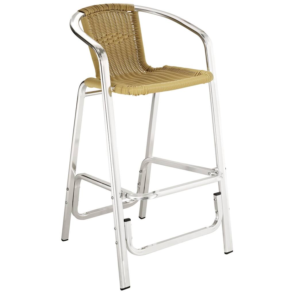 Bistro Chromed Rattan Cafe Bar Stool