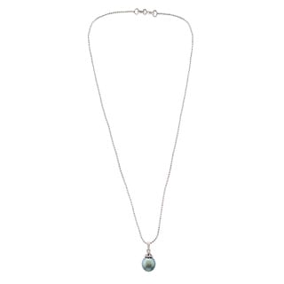 Pearlyta 14k Black Tahitian Drop Pearl Pendant Necklace (10-11mm ...