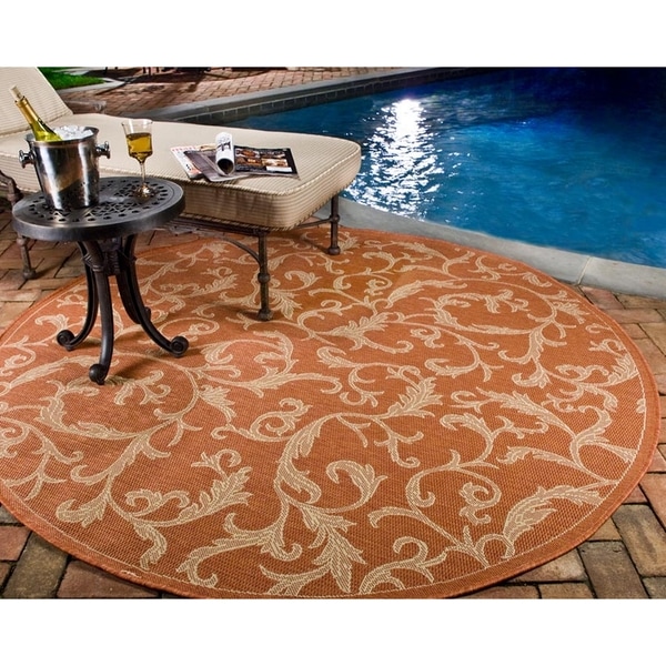 Safavieh Indoor/ Outdoor Courtyard Terracotta/ Natural Rug (710 Round