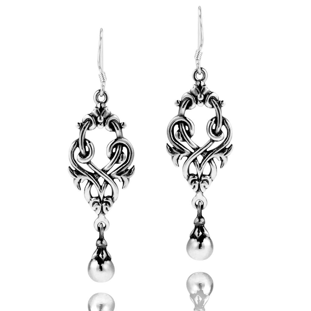 Handmade Exquisite Eternity Celtic Knots Ball Drop Sterling Silver Earrings (Thailand)