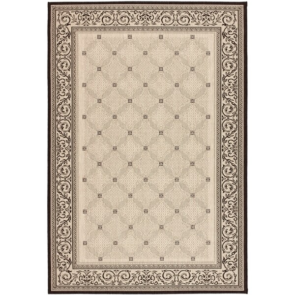 Safavieh Bay Sand/ Black Indoor/ Outdoor Rug - 9' x 12'
