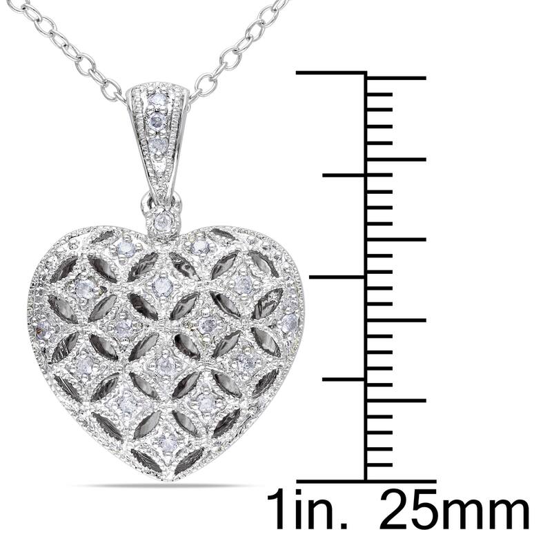 Miadora Silver 1/6ct TDW Diamond Heart Locket Necklace