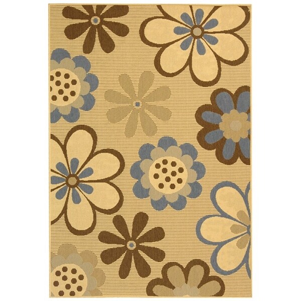 Shop Safavieh Courtyard Flowers Natural/ Blue Indoor/ Outdoor Rug 8