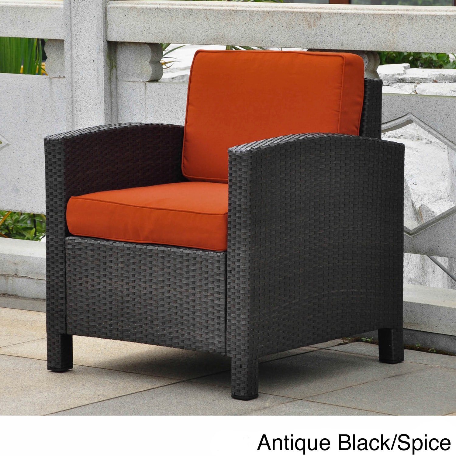 International Caravan Barcelona Resin Wicker/aluminum Armchair With Seat And Back Cushions