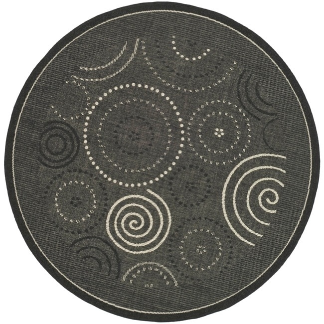 Safavieh Indoor/ Outdoor Courtyard Black/ Sand Rug (710 Round)