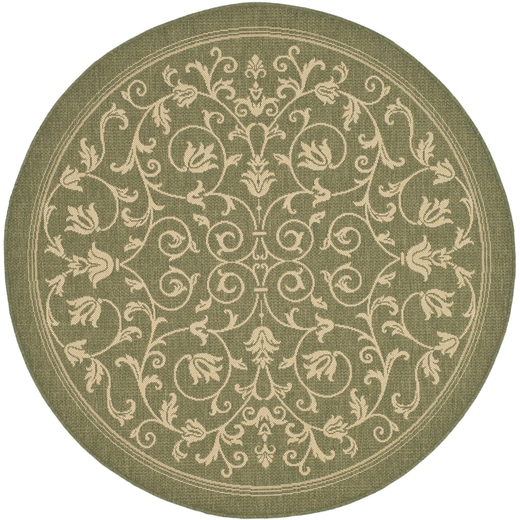 Safavieh Indoor/ Outdoor Courtyard Olive/ Natural Area Rug (710 Round)