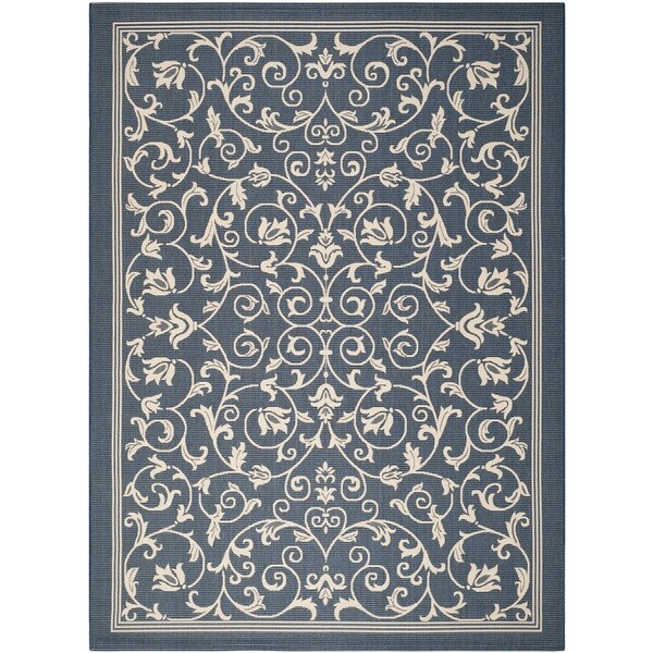 Safavieh Resorts Scrollwork Navy/ Beige Indoor/ Outdoor Rug - 8' x 11'