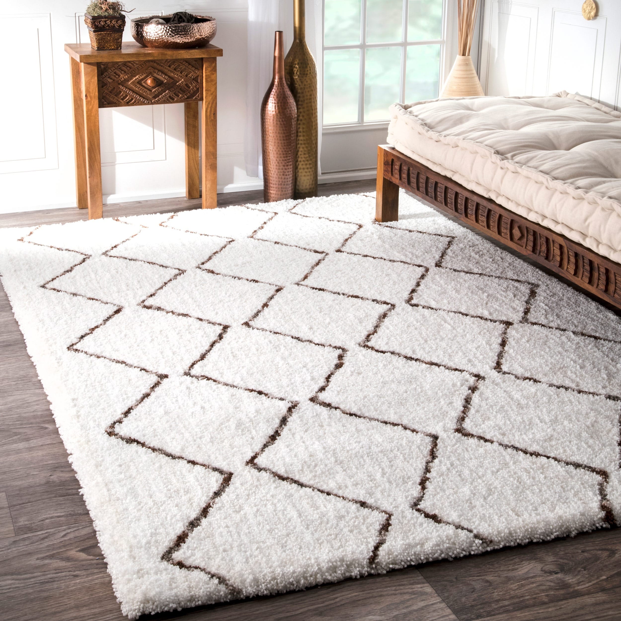 Nuloom Handmade Moroccan Trellis Shag Rug (5 X 7)