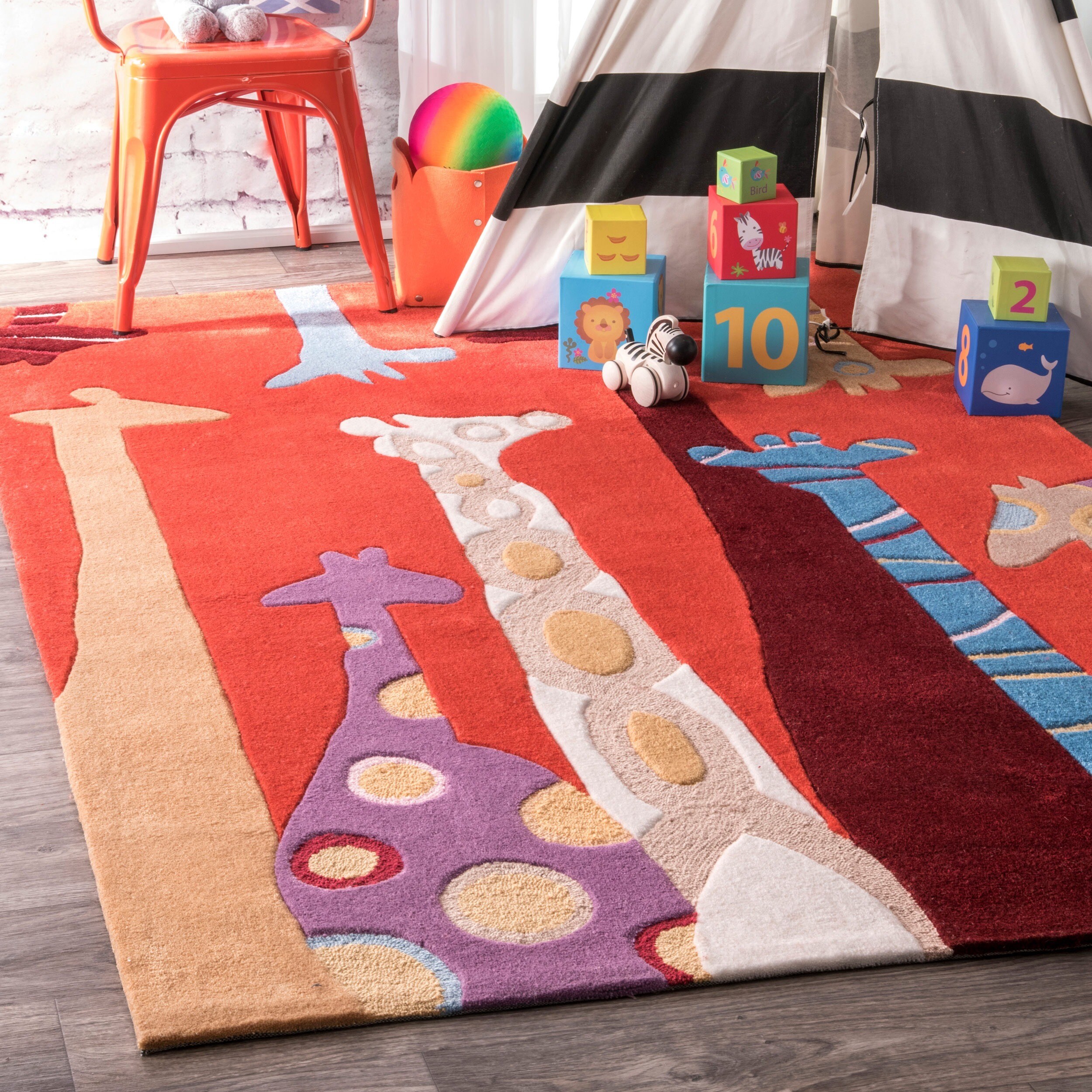 Shop nuLOOM Handmade Kids Giraffes Red Rug (5' x 7') 5' x 7' Free