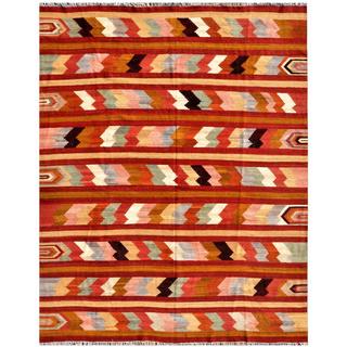 Afghan Hand-knotted Mimana Kilim Red/ Brown Wool Rug (8' x 10')