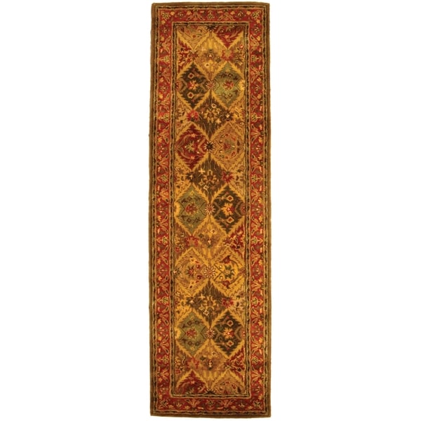 Safavieh Handmade Heritage Traditional Kerman Burgundy Wool Rug - 2'3" x 20'