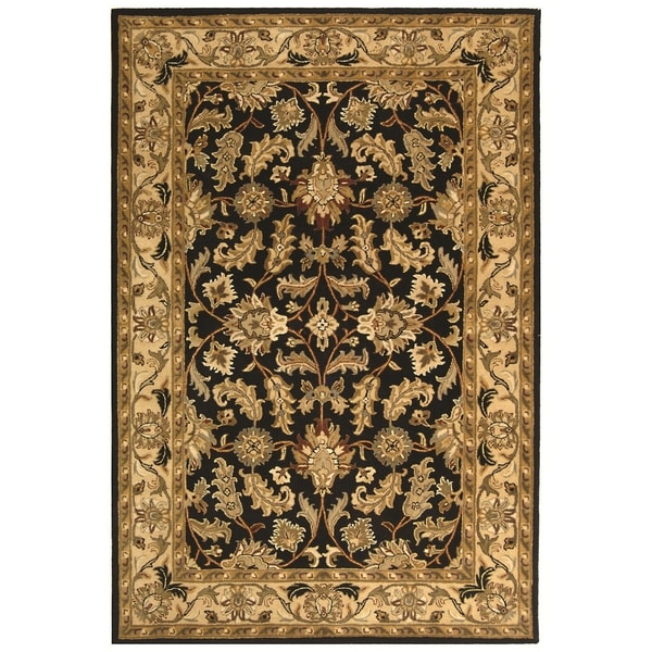 Safavieh Handmade Heritage Traditional Kashan Black/ Beige Wool Rug - 11' x 17'