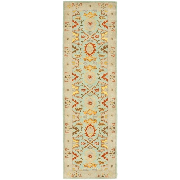 Safavieh Handmade Heritage Timeless Traditional Light Blue/ Ivory Wool Rug - 2'3 x 18'