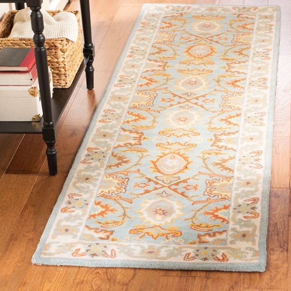 Safavieh Handmade Heritage Timeless Traditional Light Blue/ Ivory Wool Rug - 2'3 x 18'