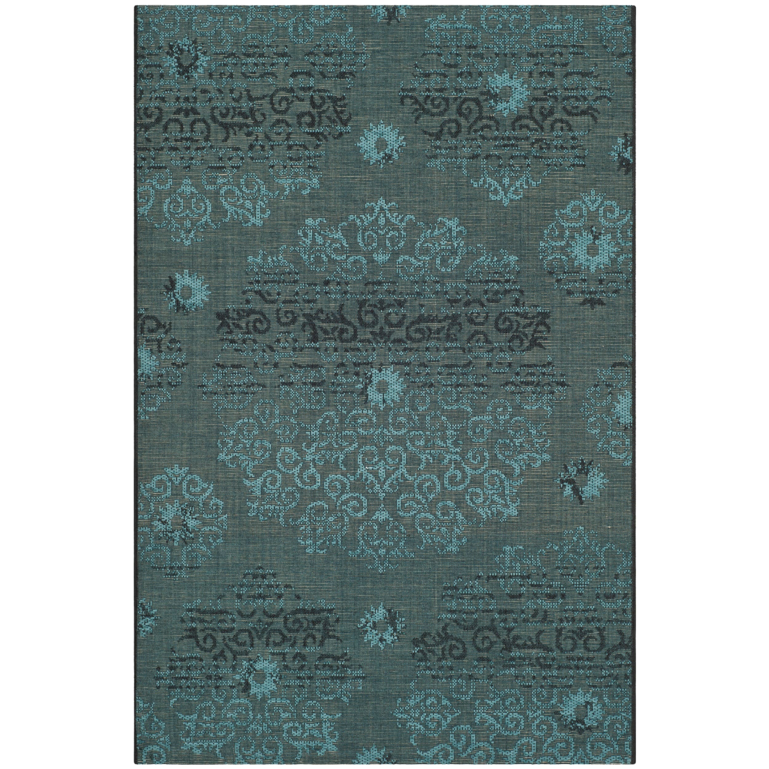 Safavieh Palazzo Black/ Turquoise Over dyed Chenille Rug (3 X 5)