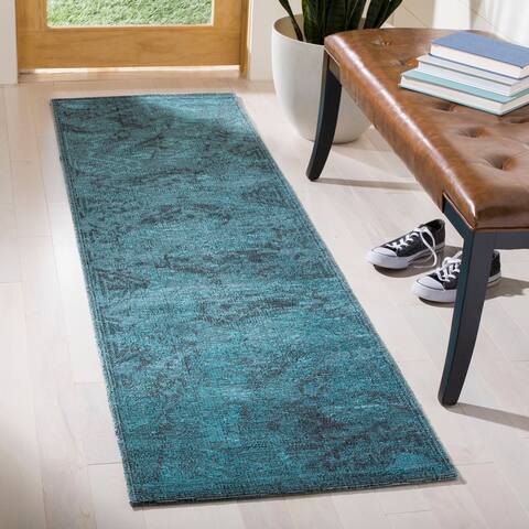Chenille Area Rugs Online At Our Best Deals Safavieh Palazzo Black Turquoise Overdyed Chenille Runner Rug 2 X 7 3