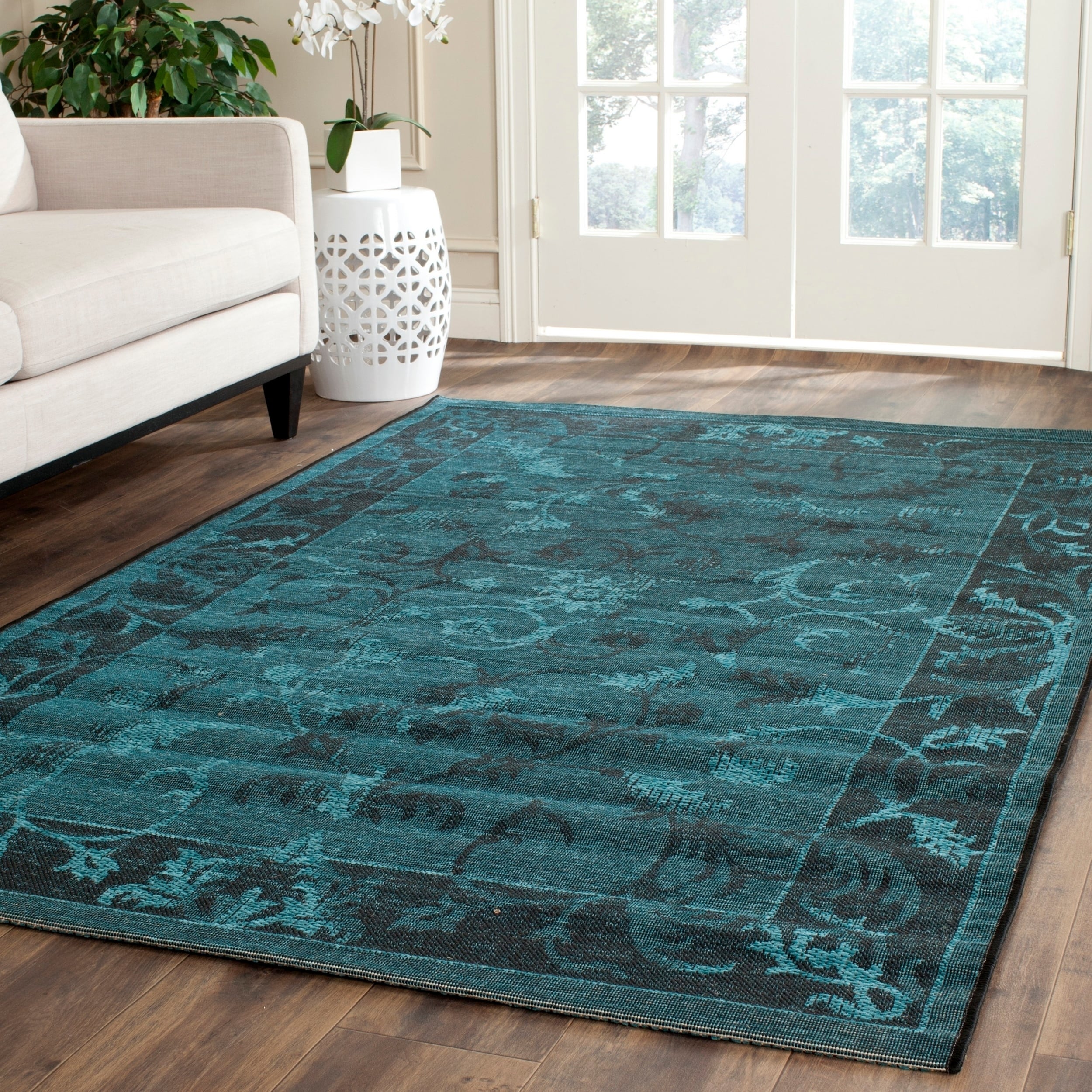 Safavieh Palazzo Black/ Turquoise Over dyed Chenille Rug (4 X 6)