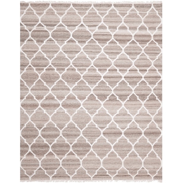 Safavieh Hand-woven Natural Kilim Light Grey/ Ivory Wool Rug - 8' x 10'