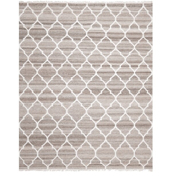 Safavieh Hand-woven Natural Kilim Light Grey/ Ivory Wool Rug - 9' x 12'
