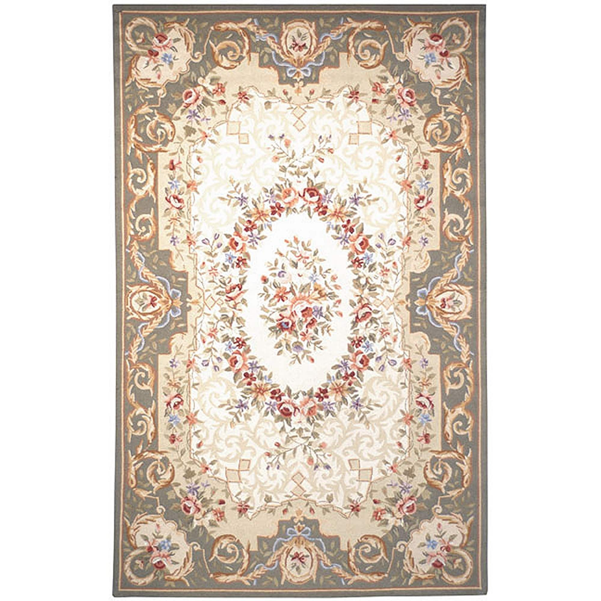 Safavieh Hand made Chelsea Ivory/ Sage Wool Rug (79 X 99)