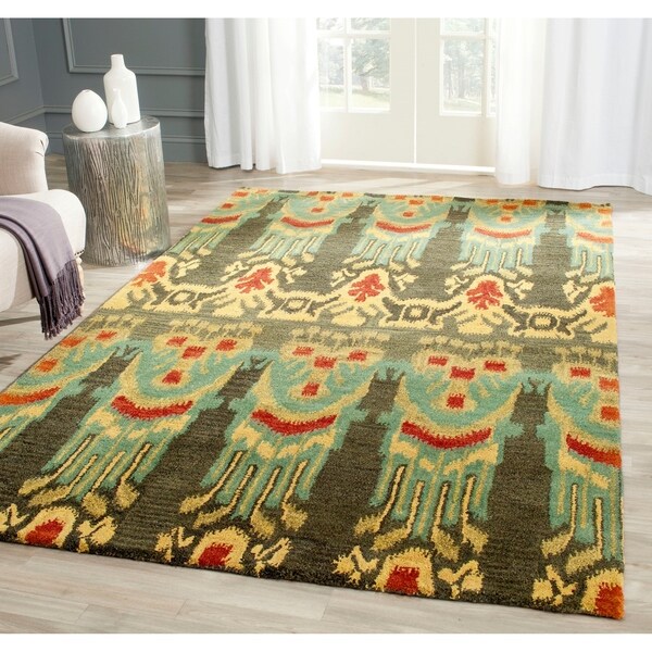 Safavieh Handmade Ikat Olive/ Gold Wool Rug - 9' x 12'