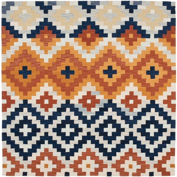 Safavieh Handmade Moroccan Cambridge Navy/ Ivory Wool Rug (10 Square)