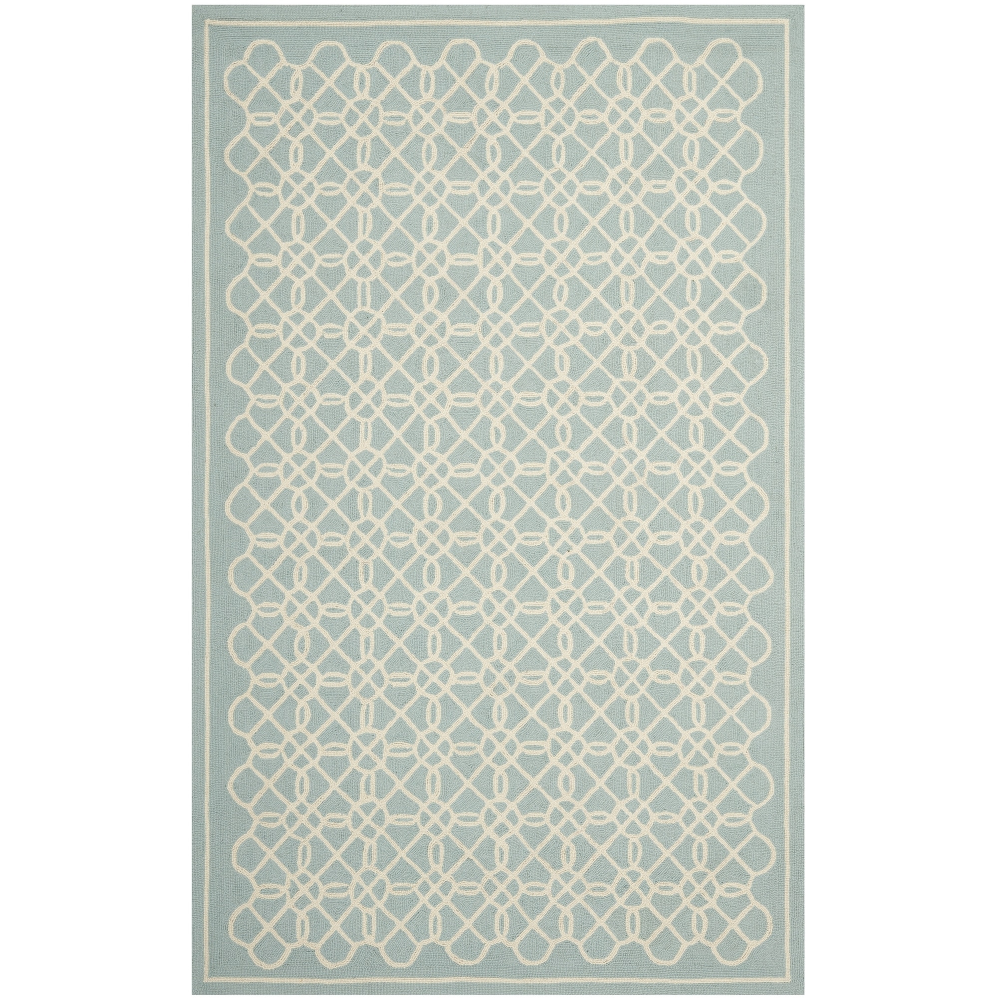 Safavieh Hand made Chelsea Blue/ Ivory Wool Rug (79 X 99)