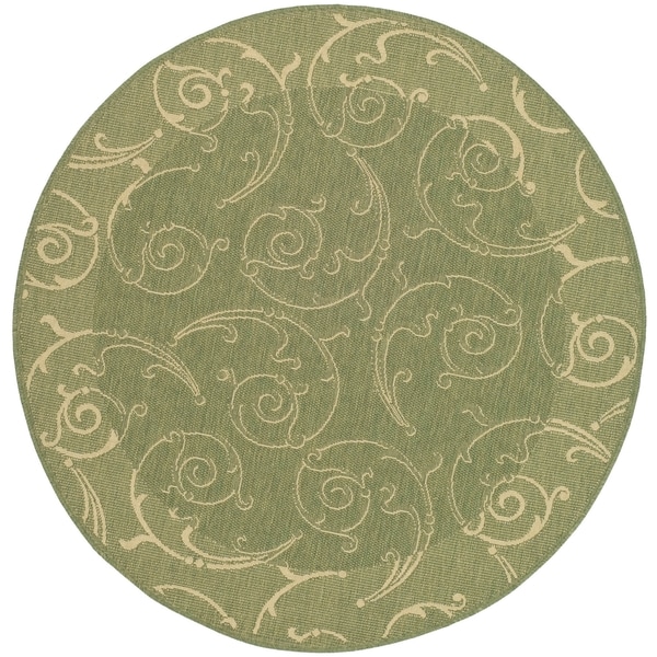 Safavieh Oasis Scrollwork Olive Green/ Natural Indoor/ Outdoor Rug - 7' 10 Round