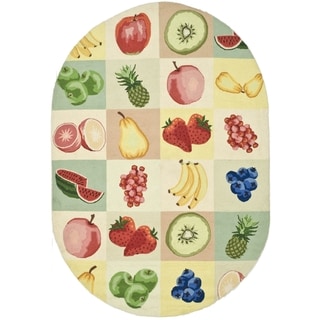 Safavieh Hand hooked Fruit Panels Ivory Wool Rug (39 x 59