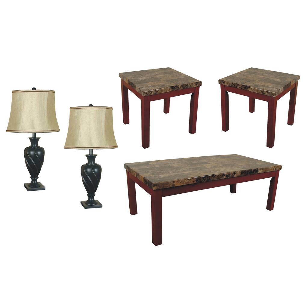 SOFAB Bennington 5-piece Lamp, Coffee Table and End Table Set