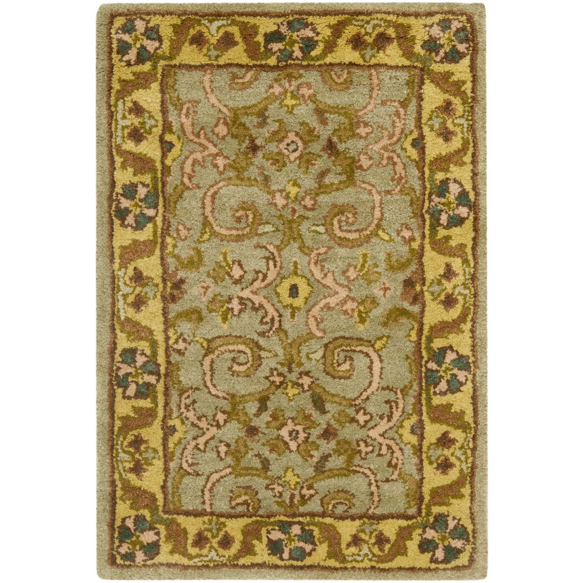 Safavieh Hand made Heritage Green/ Gold Wool Rug (3 X 5)