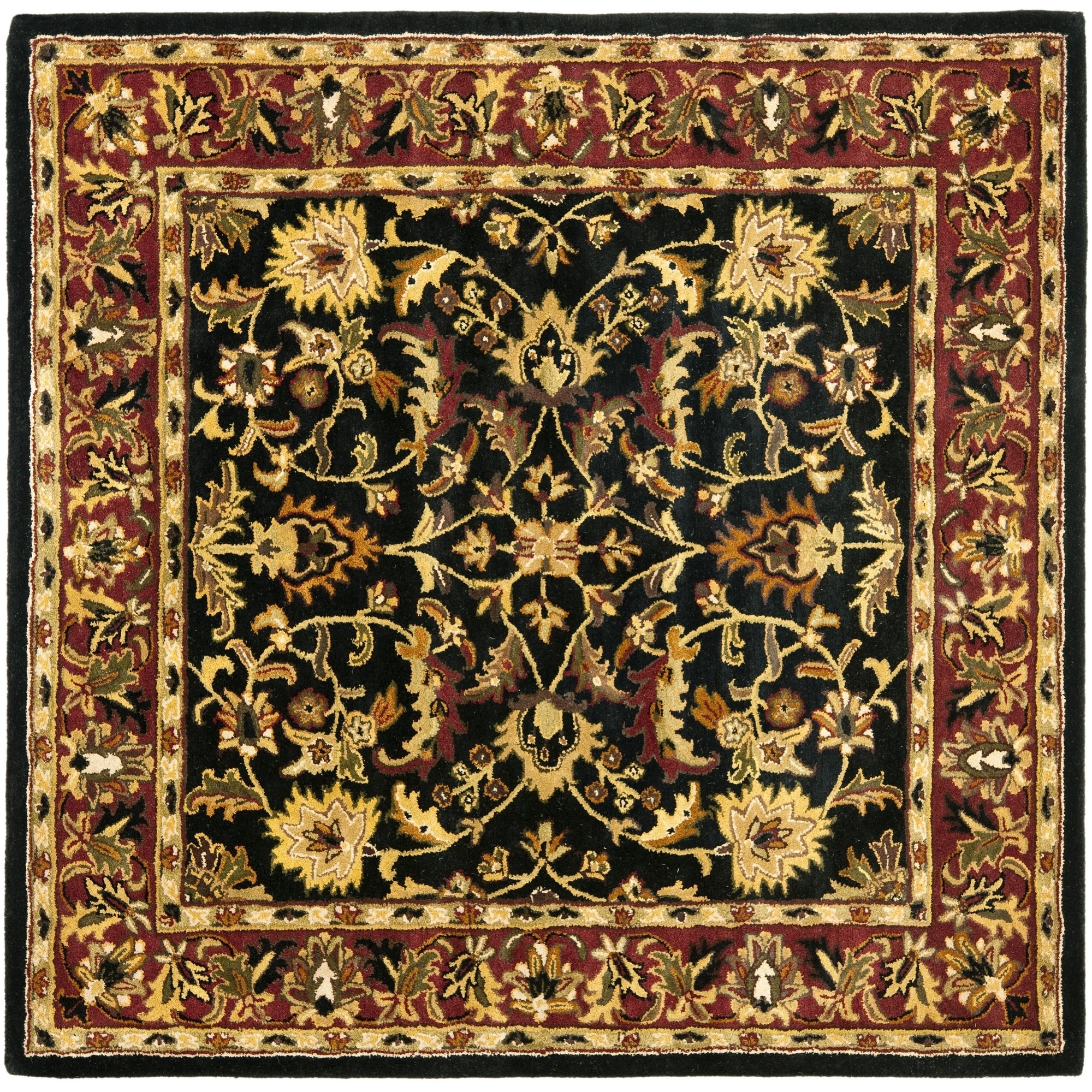 Safavieh Hand made Heritage Black/ Red Wool Rug (10 Square)