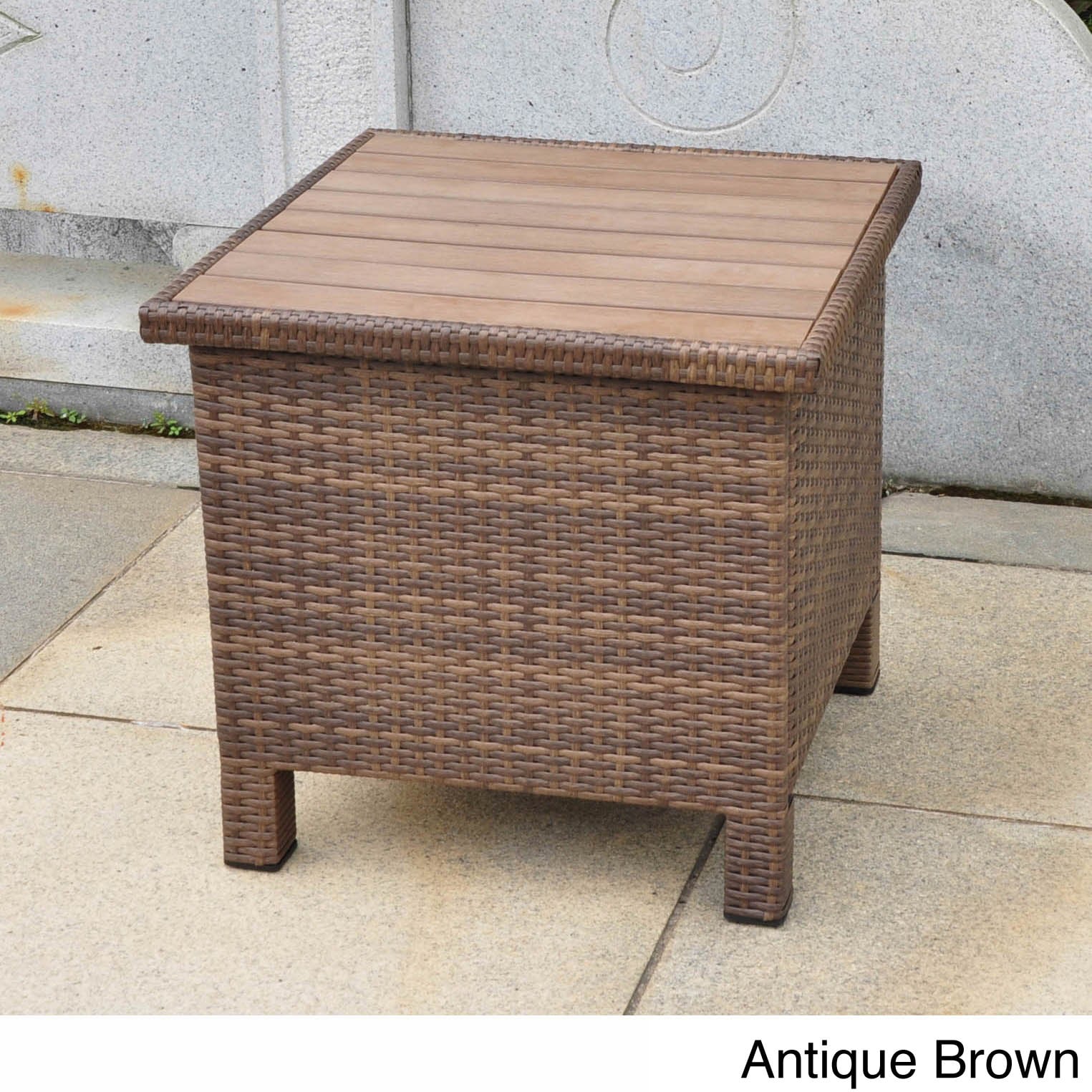 International Caravan Barcelona Contemporary Resin Wicker/aluminum Outdoor Storage Side Table