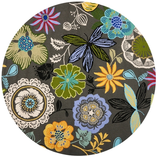 Safavieh Hand-Hooked Four Seasons Grey / Multicolored Rug - 4' x 4' Round
