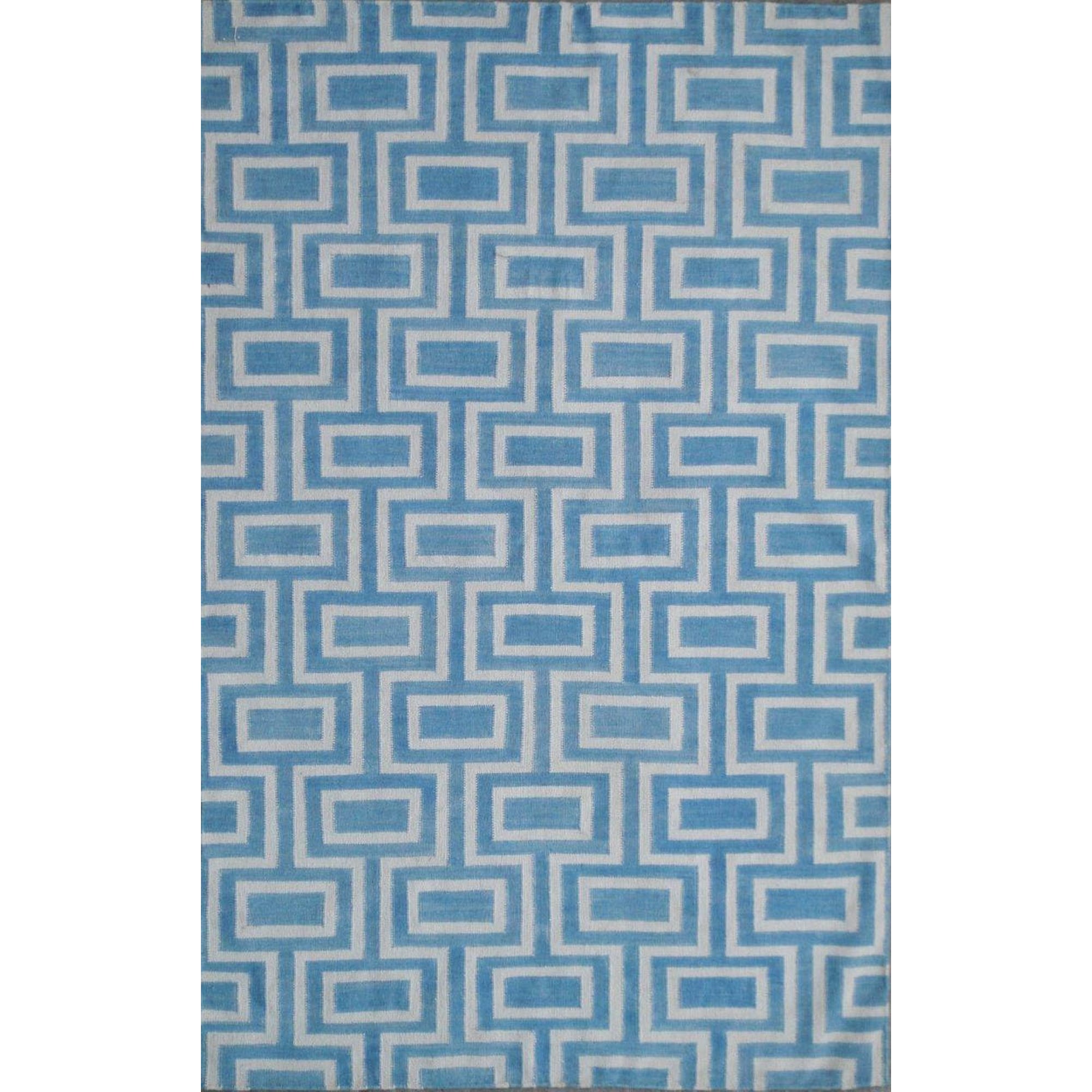 Safavieh Handwoven Moroccan Dhurrie Labyrinth pattern Light Blue/ Ivory Wool Rug (9 X 12)