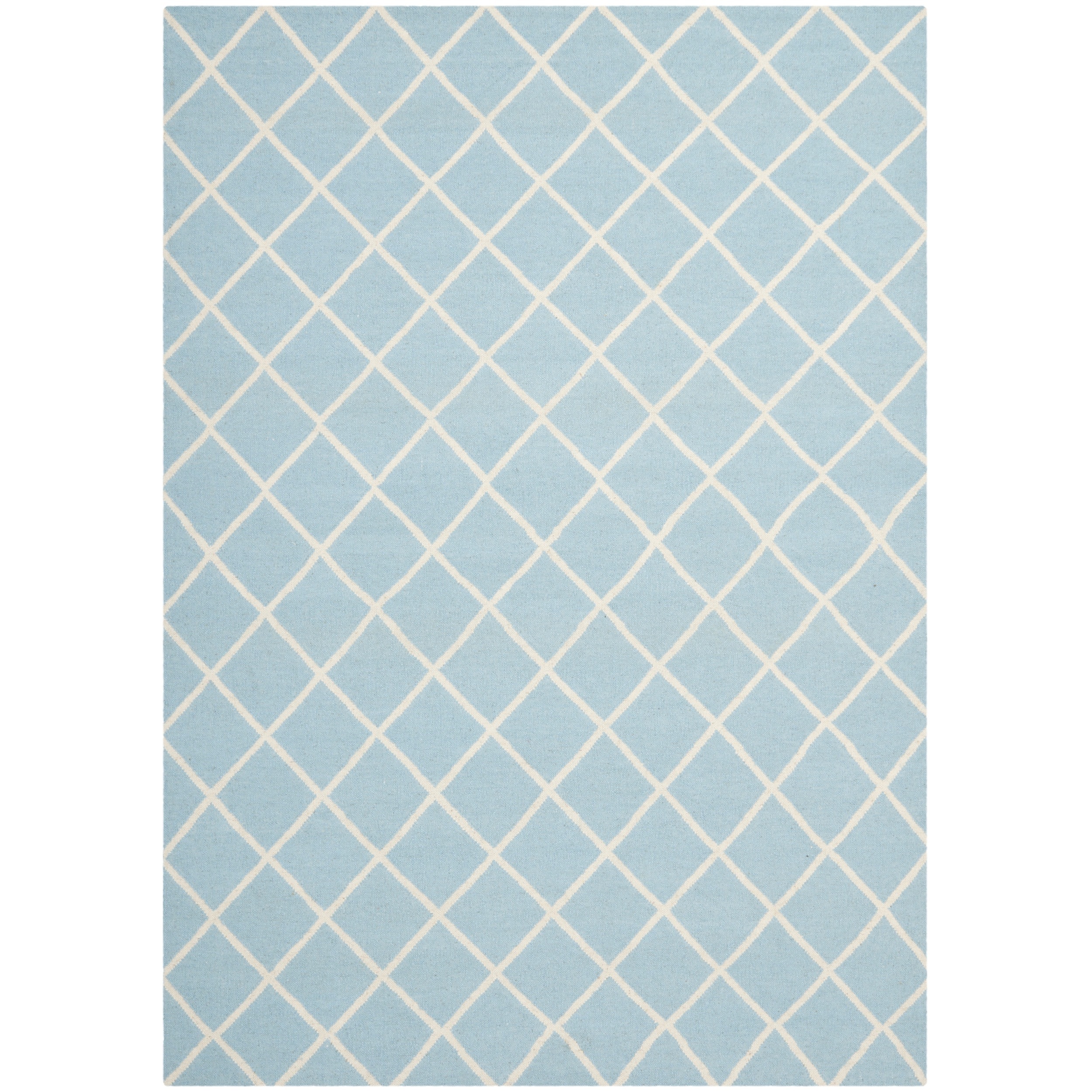 Safavieh Handwoven Moroccan Dhurrie Square pattern Light Blue/ Ivory Wool Rug (9 X 12)