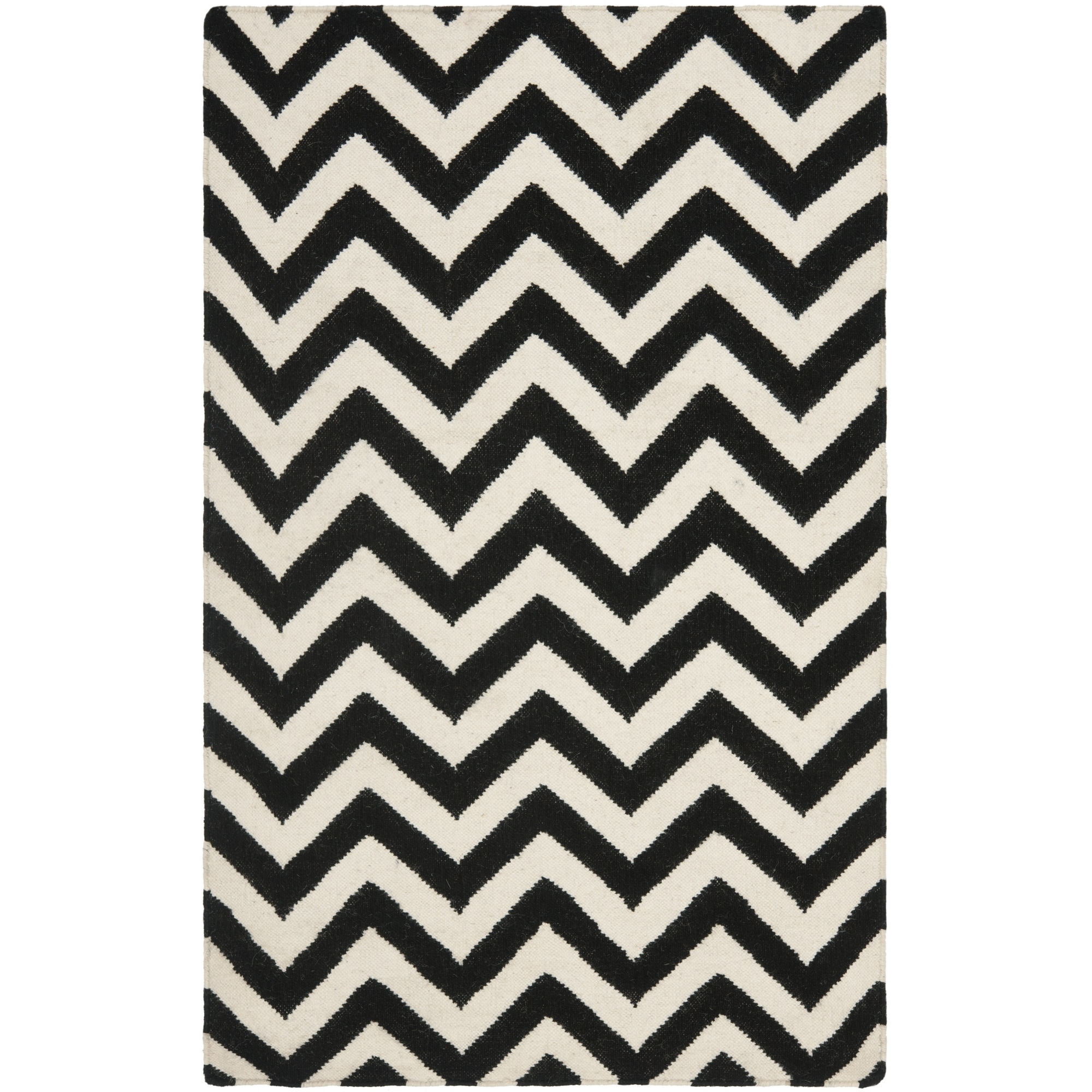 Safavieh Handwoven Moroccan Dhurrie Black/ Ivory Contemporary Wool Rug (26 X 4)