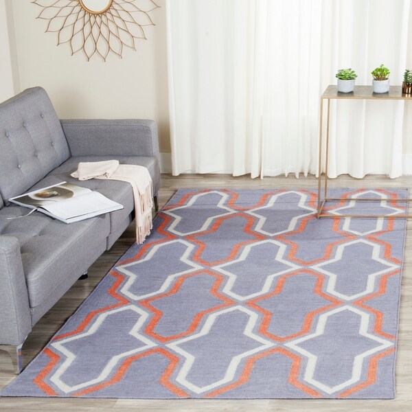 Safavieh Hand-woven Moroccan Reversible Dhurrie Purple Wool Rug - 10' x 14'