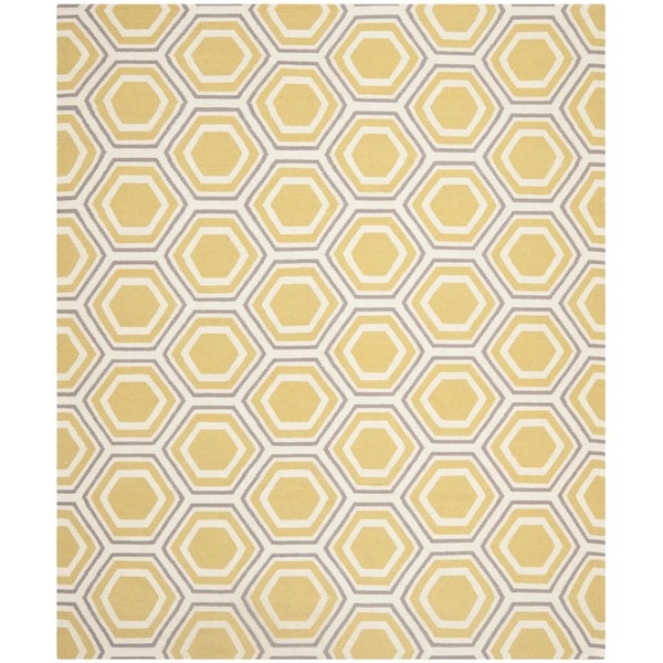 Safavieh Hand woven Moroccan Dhurrie Ivory/ Yellow Wool Rug (9' x 12') Safavieh 7x9   10x14 Rugs