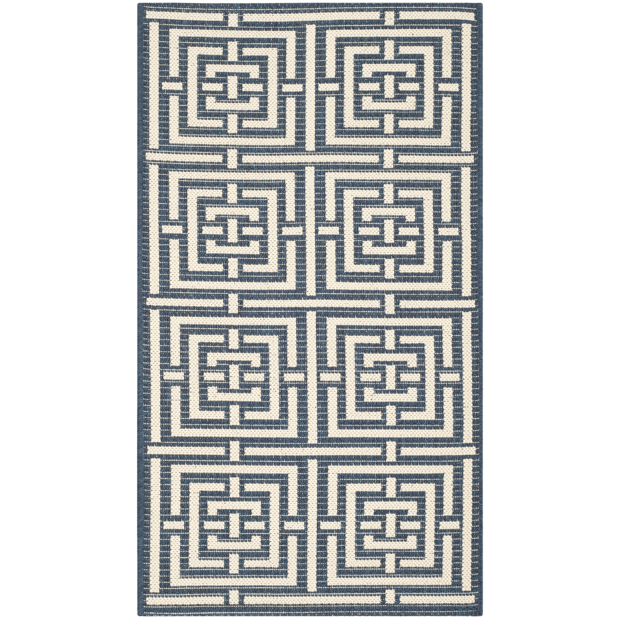 Safavieh Geometric Indoor/outdoor Courtyard Navy/beige Rug (2 X 37)