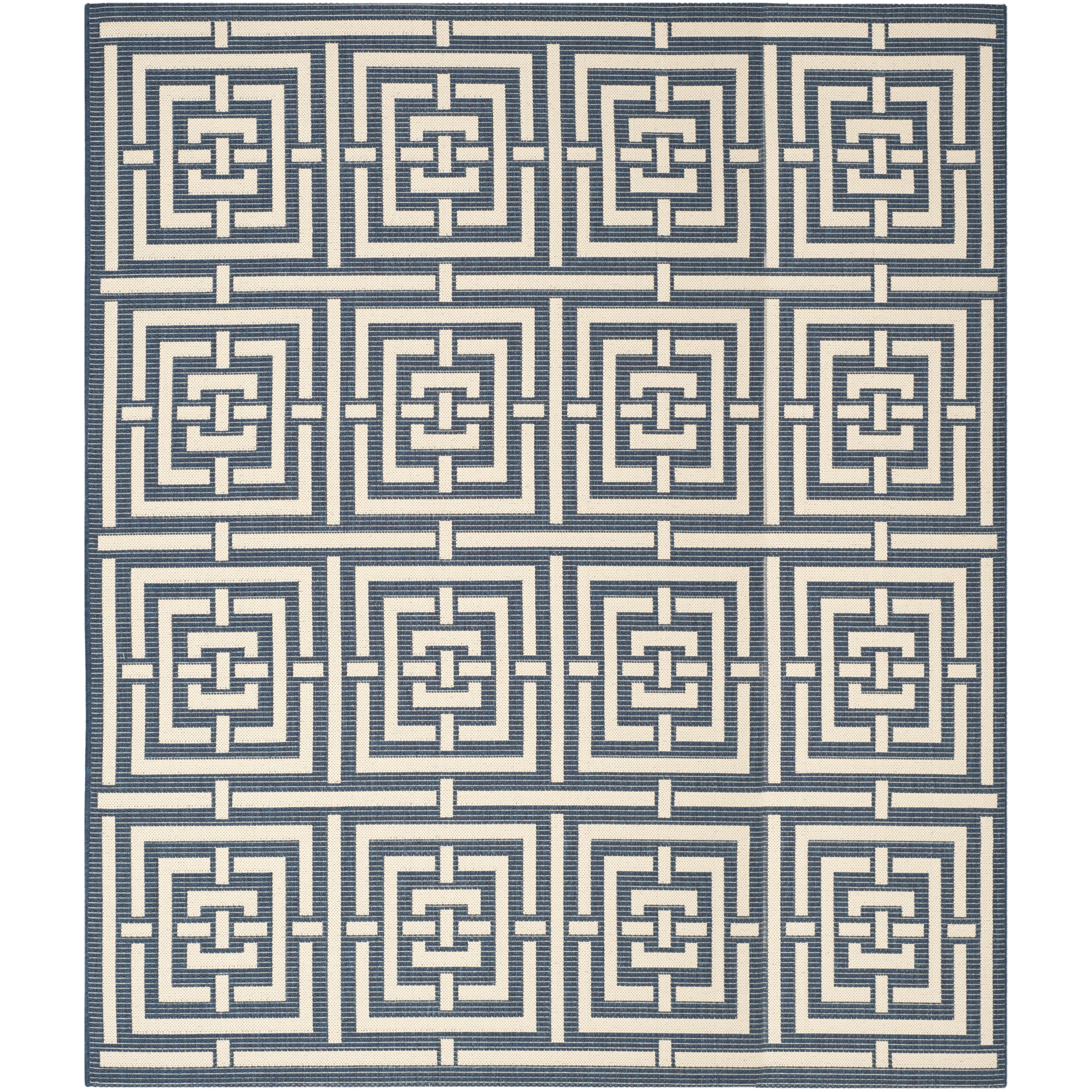 Safavieh Polypropylene Indoor/ourdoor Courtyard Navy/beige Rug (8 X 11)