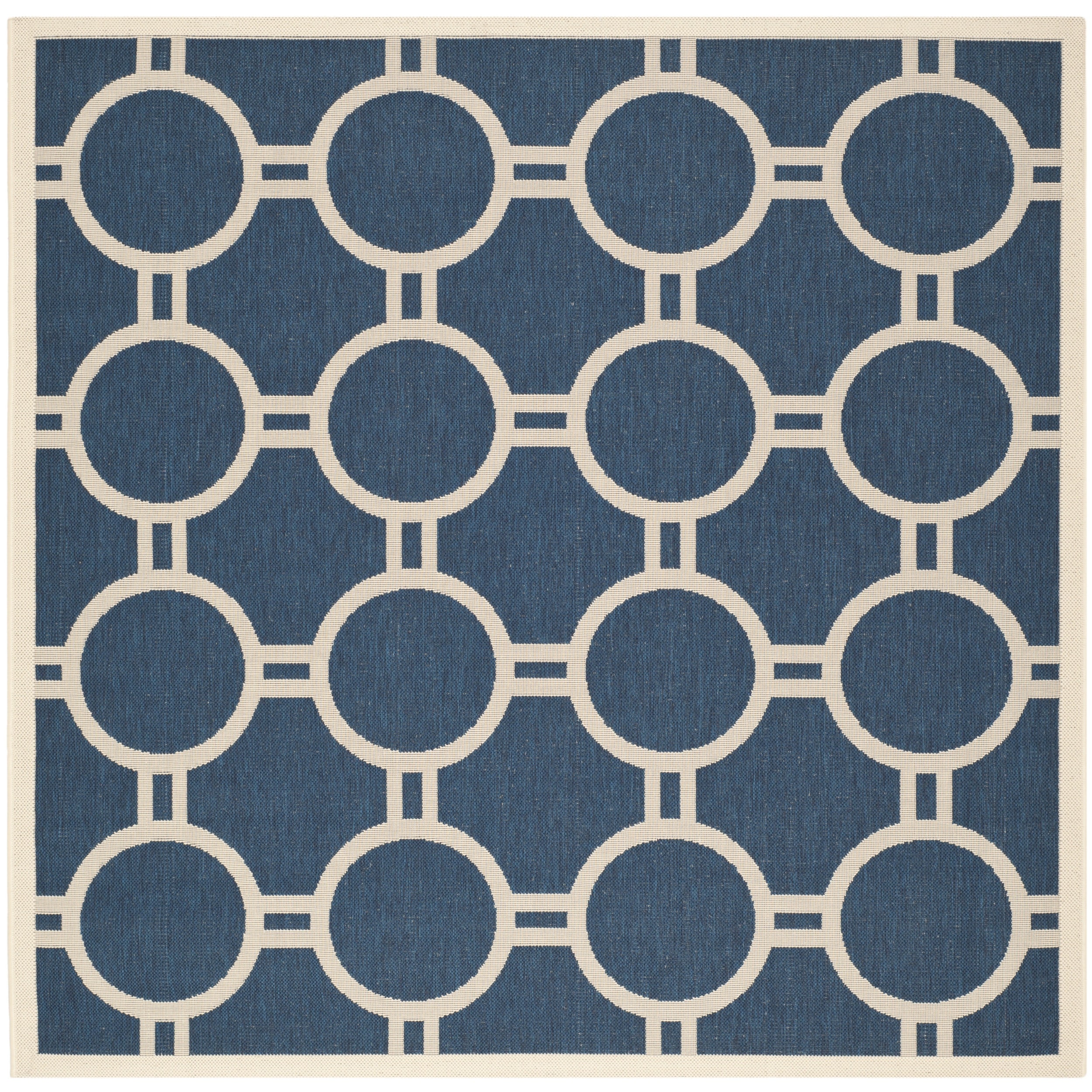 Safavieh Indoor/ Outdoor Courtyard Navy/ Beige Rug (67 Square)