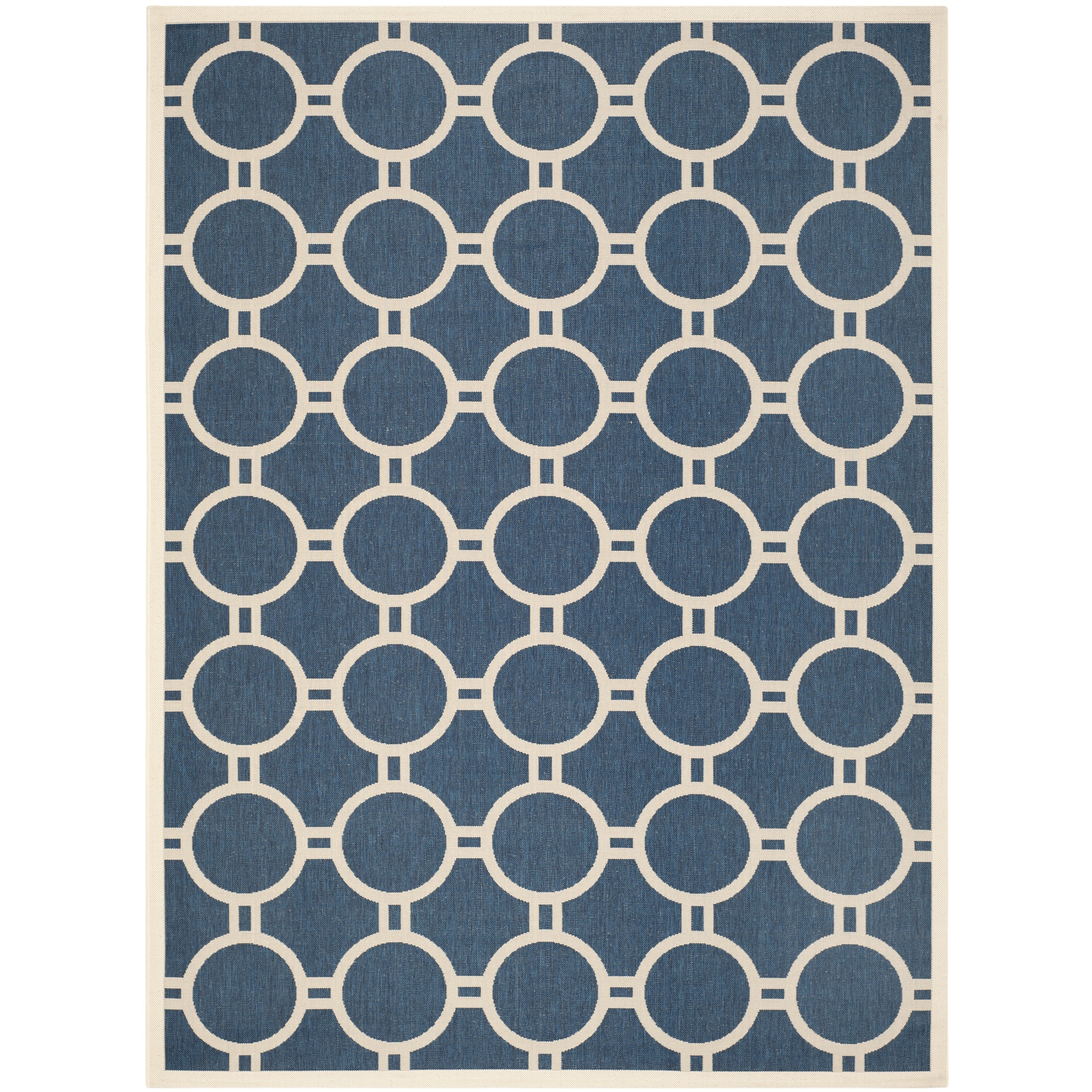 Safavieh Circle patterned Indoor/outdoor Courtyard Navy/beige Rug (9 X 12)