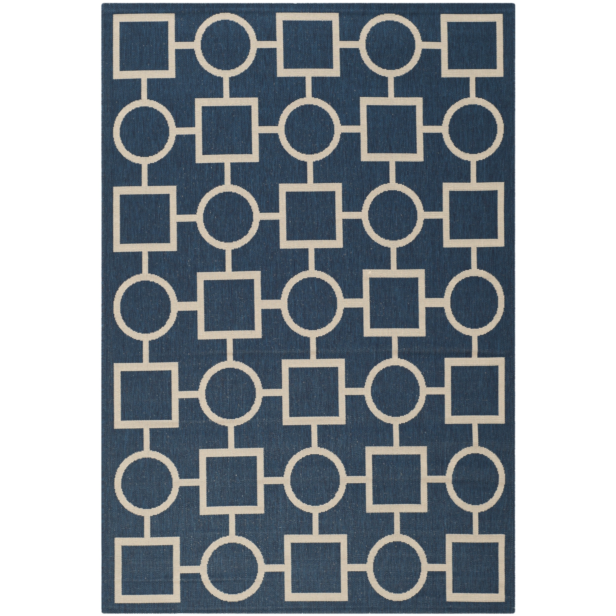 Safavieh Indoor/outdoor Courtyard Navy/beige Abstract Rug (67 X 96)