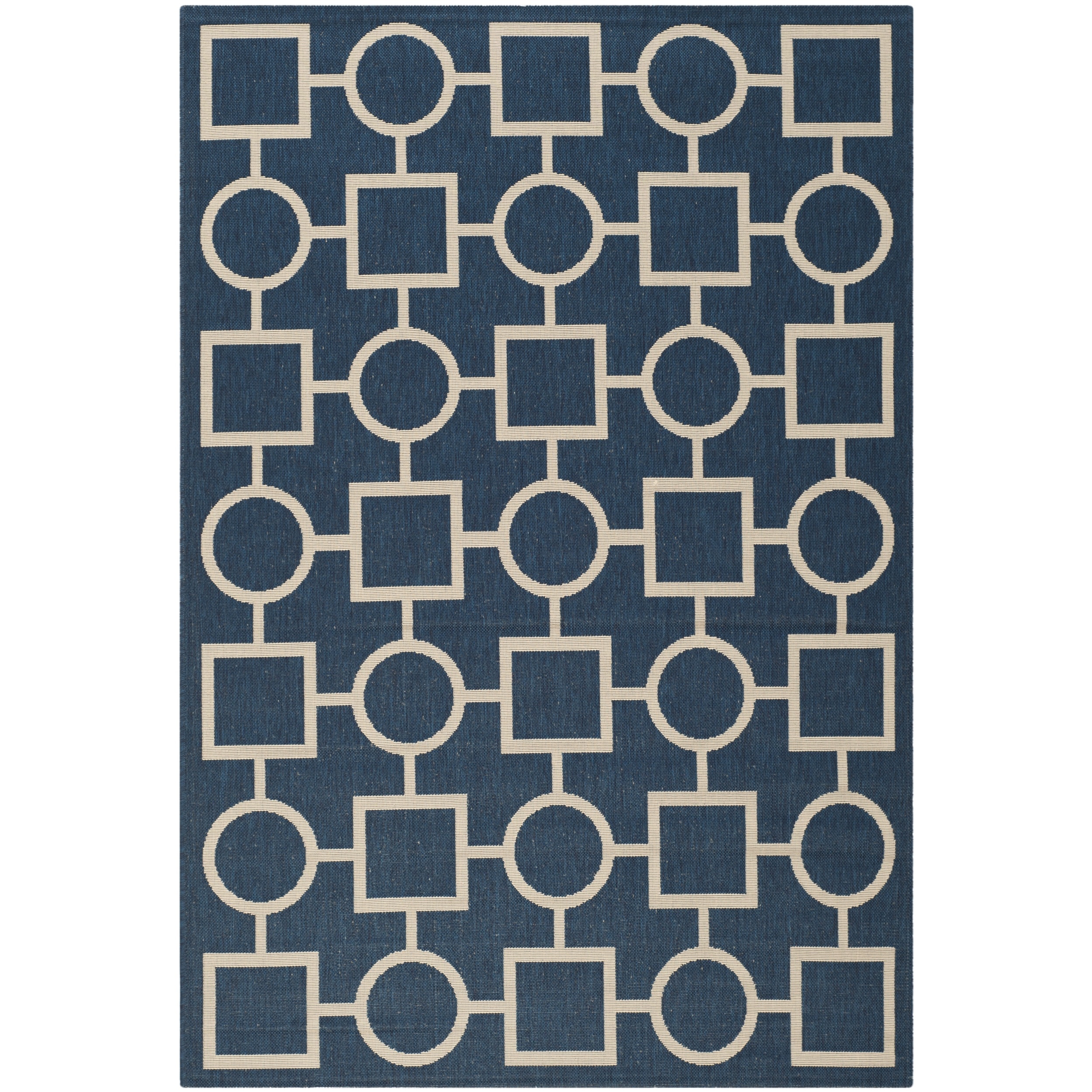 Safavieh Abstract Indoor/outdoor Courtyard Navy/beige Rug (8 X 11)