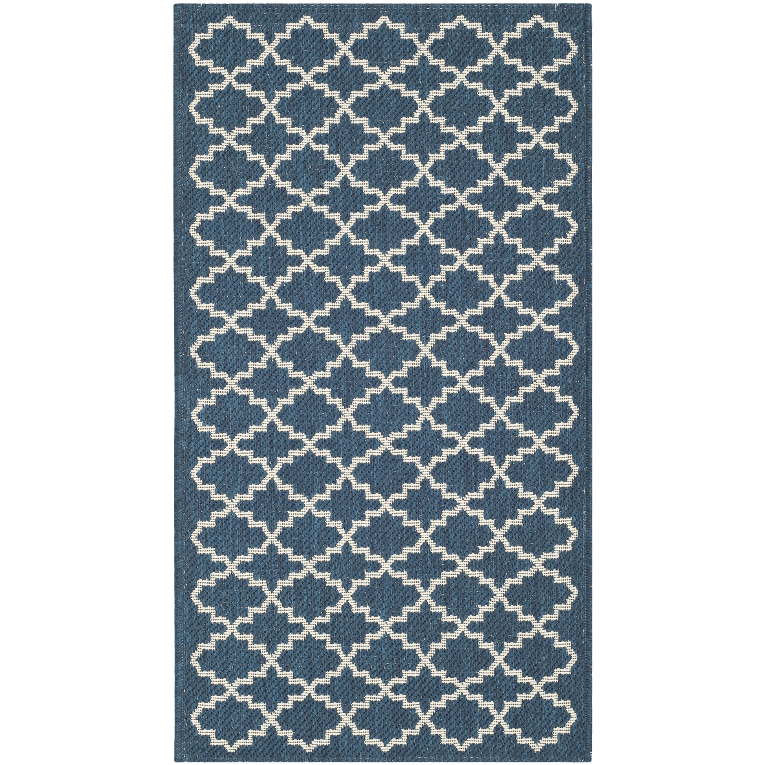 Safavieh Polypropylene Indoor/outdoor Courtyard Navy/beige Rug (2 X 37)