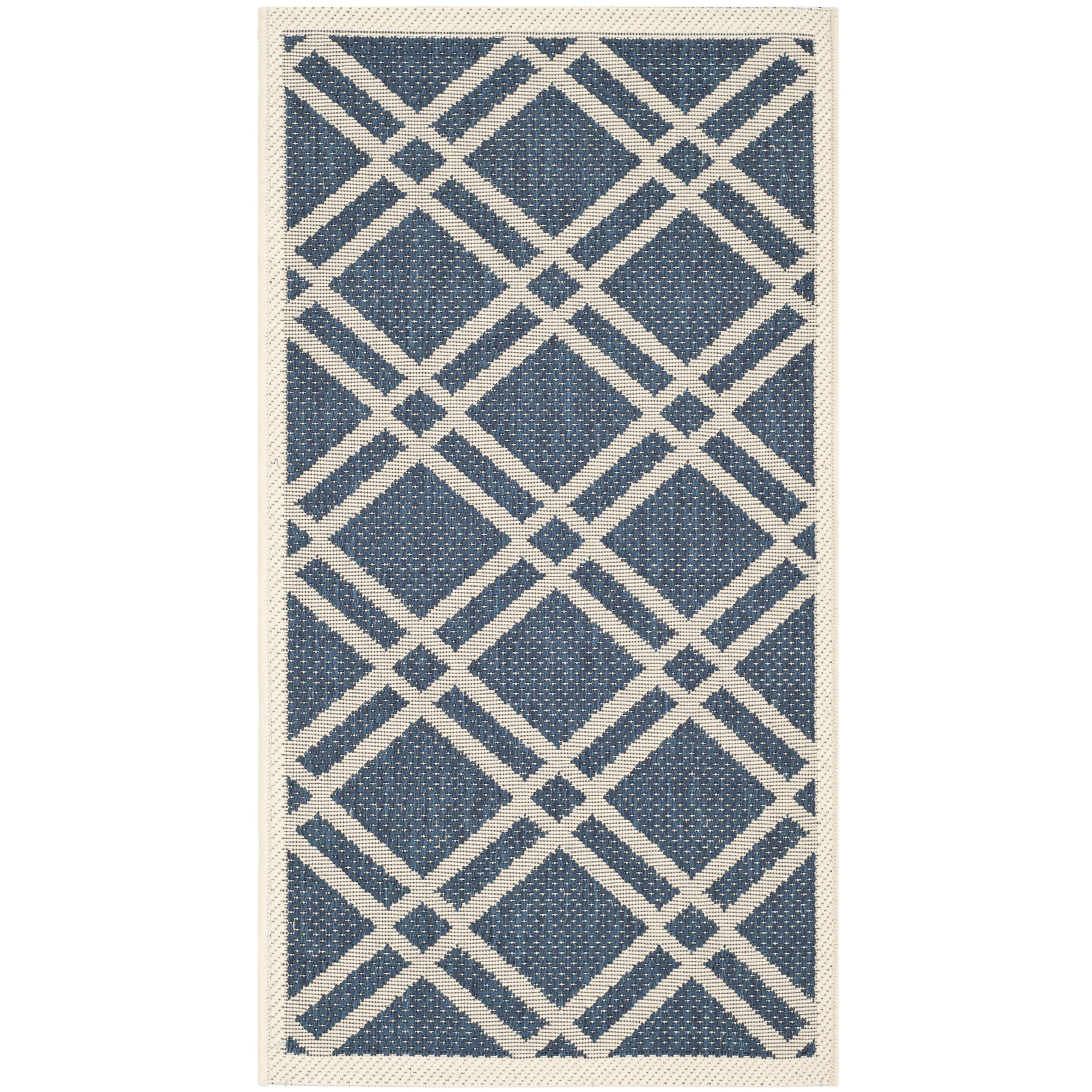 Safavieh Diamond pattern Indoor/outdoor Courtyard Navy/beige Rug (2 X 37)